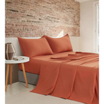 Vintage Washed Microfibre Sheet Set with 2 Pillowcases - Terracotta - Queen - Home & Garden > Bedding > Bed Sheets
