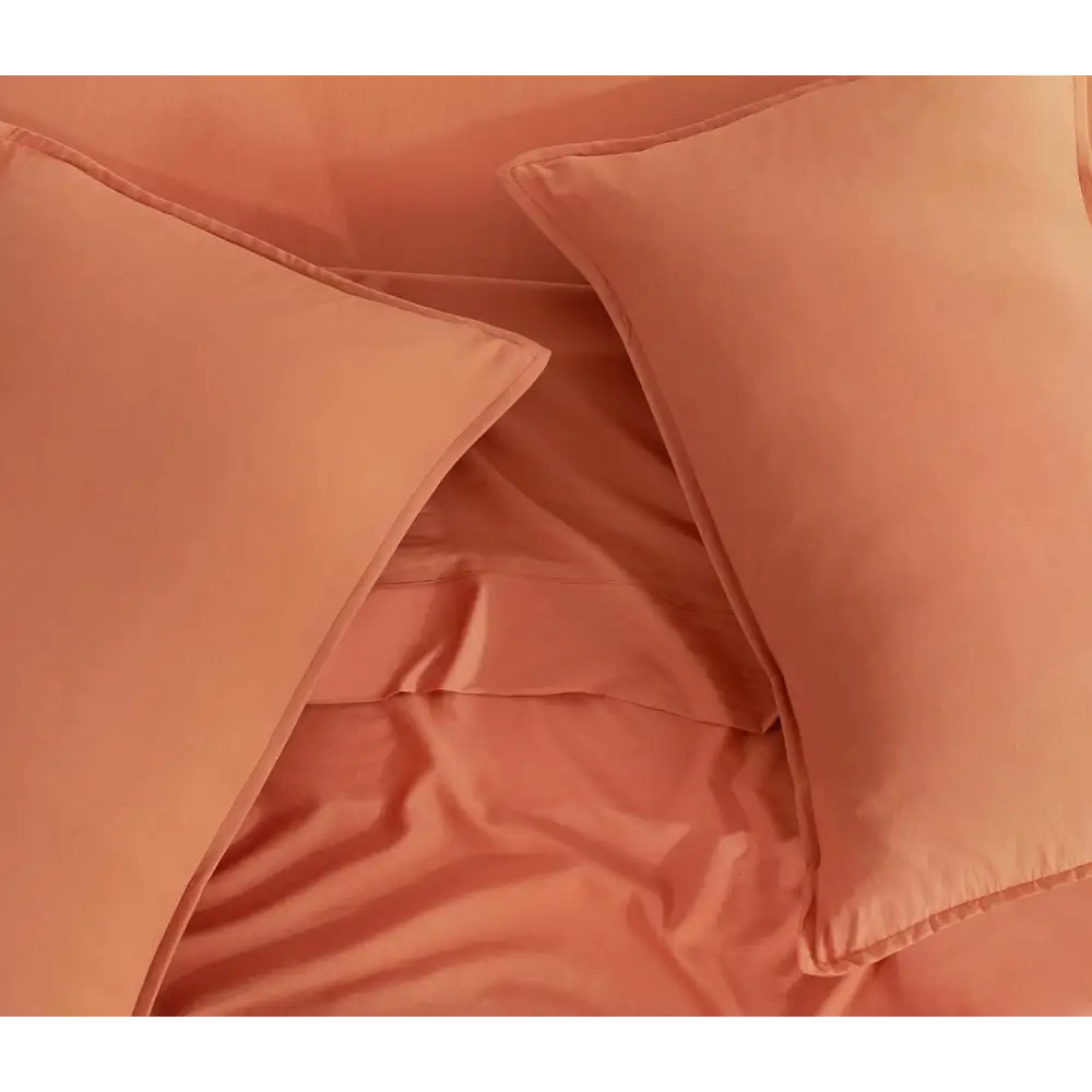 Vintage Washed Microfibre Sheet Set with 2 Pillowcases - Terracotta - Queen - Home & Garden > Bedding > Bed Sheets