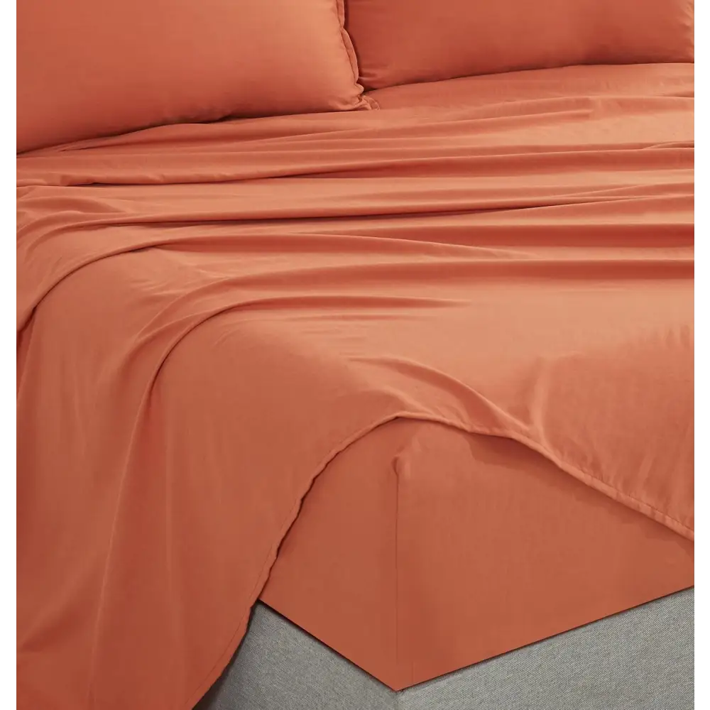 Vintage Washed Microfibre Sheet Set with 2 Pillowcases - Terracotta - Queen - Home & Garden > Bedding > Bed Sheets