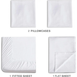 Vintage Washed Microfibre Sheet Set with 2 Pillowcases - White - Double - Home & Garden > Bedding > Bed Sheets