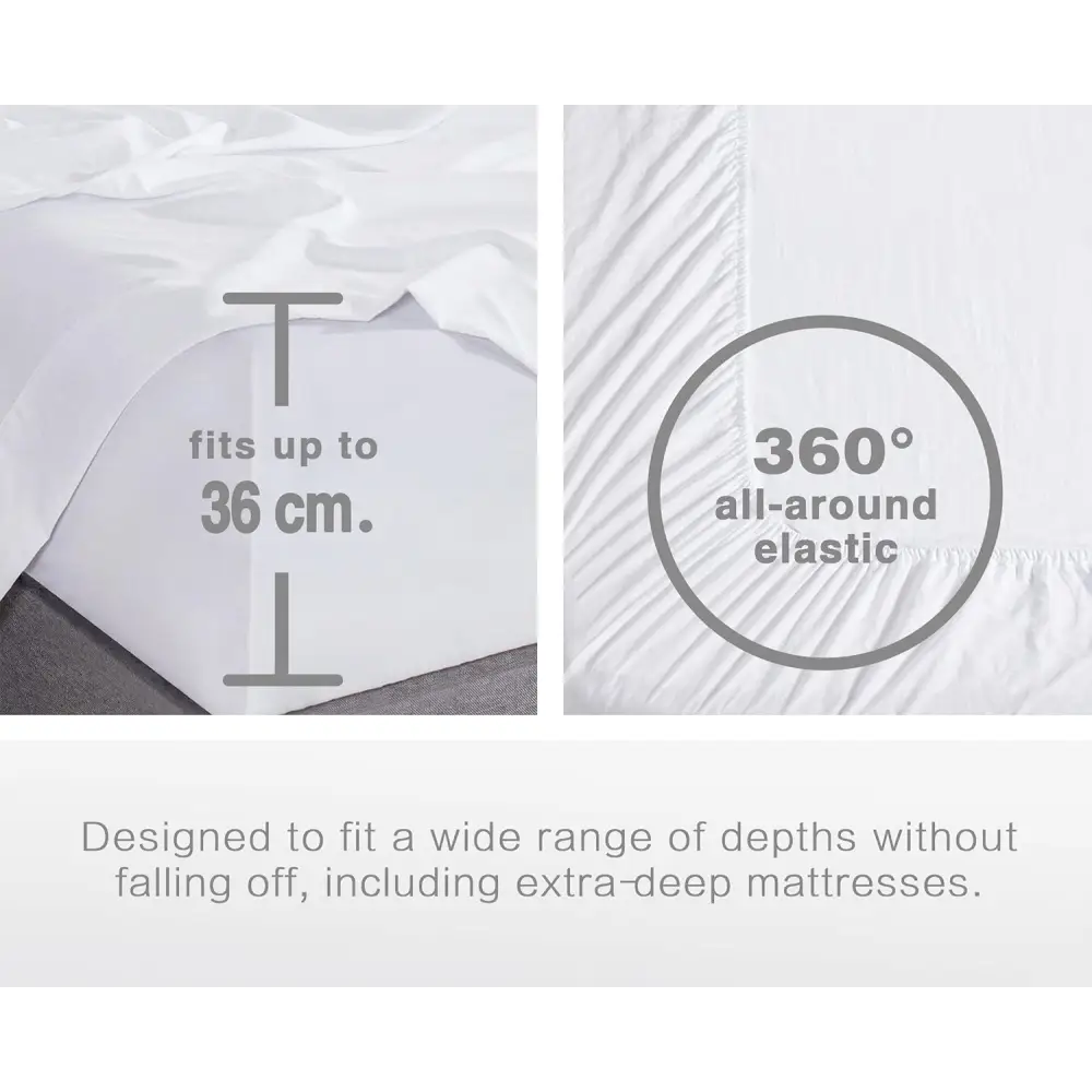 Vintage Washed Microfibre Sheet Set with 2 Pillowcases - White - Double - Home & Garden > Bedding > Bed Sheets