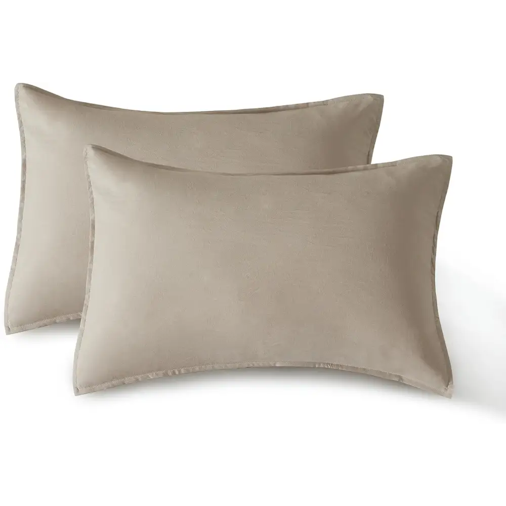 Vintage Washed Microfibre Standard Pillowcases - Set of 2 Luxurious Standard Pillow Covers - Linen - Home & Garden >