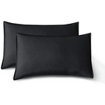 Vintage Washed Microfibre Standard Pillowcases - Set of 2 Luxurious Standard Pillow Covers - Black - Home & Garden >