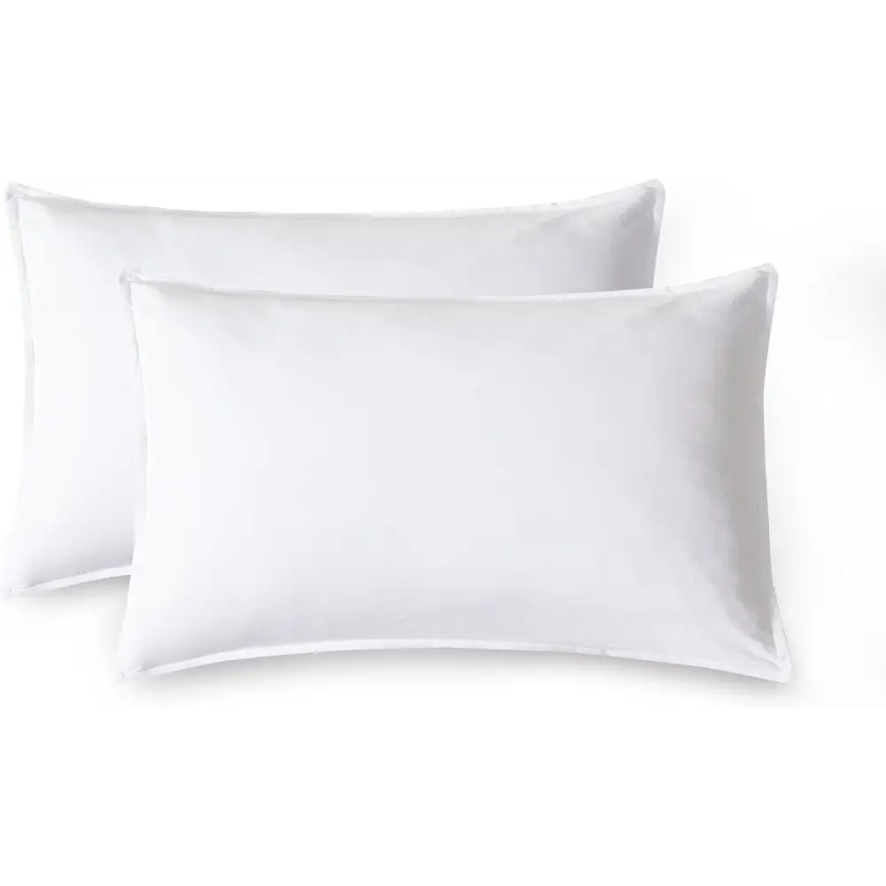 Vintage Washed Microfibre Standard Pillowcases - Set of 2 Luxurious Standard Pillow Covers - White - Home & Garden >
