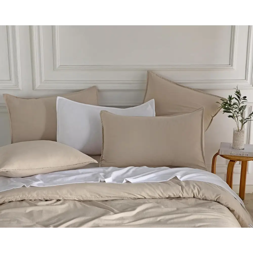 Vintage Washed Microfibre Standard Pillowcases - Set of 2 Luxurious Standard Pillow Covers - Linen - Home & Garden >
