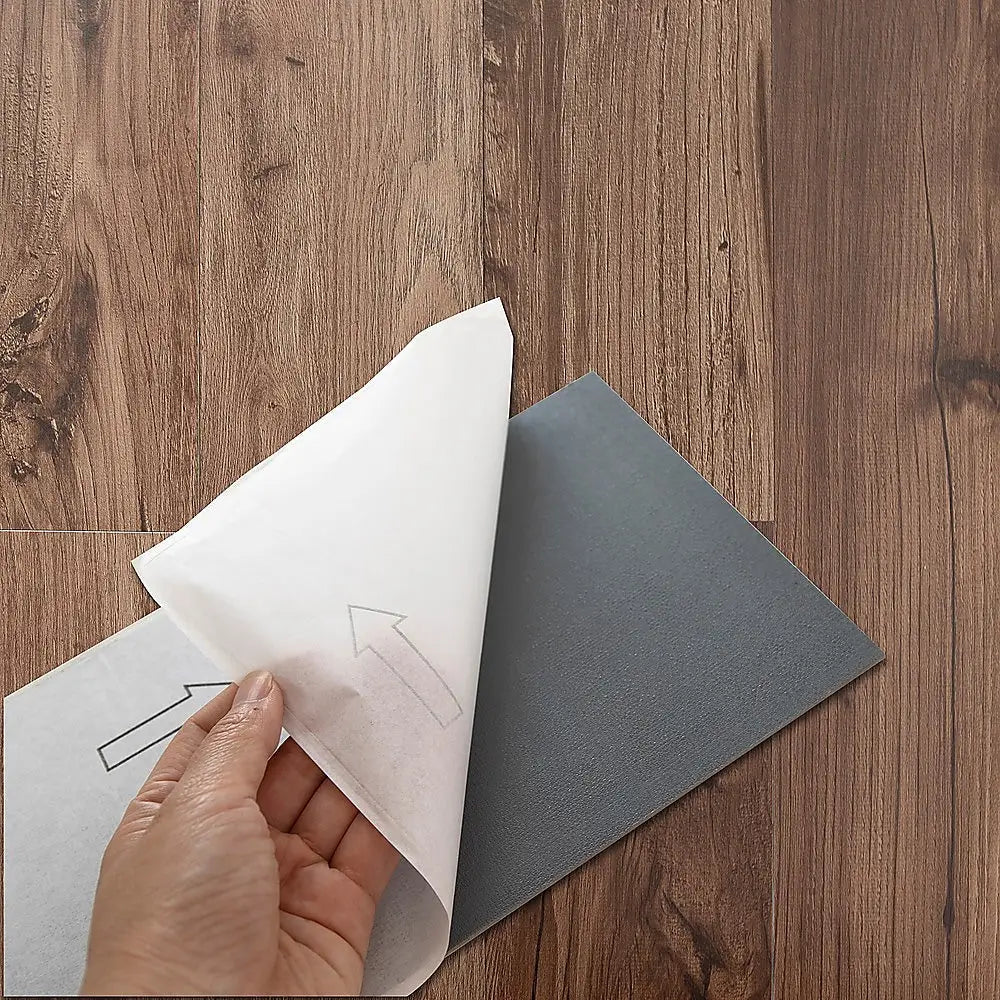 Vinyl Floor Tiles Self Adhesive Flooring Black Walnut Wood Grain 16 Pack 2.3SQM - Furniture > Office