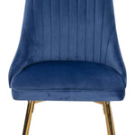 Viva Forever Set of 2 Blue Velvet Dining Chairs – Art Deco Design with Gold Metal Legs - Furniture > Dining