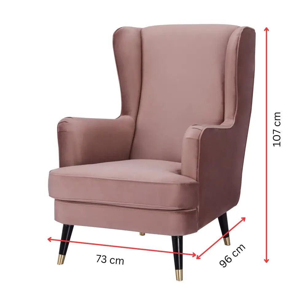 Vivian Accent Sofa Arm Chair Fabric Uplholstered Lounge Couch - Blush - Furniture > Sofas