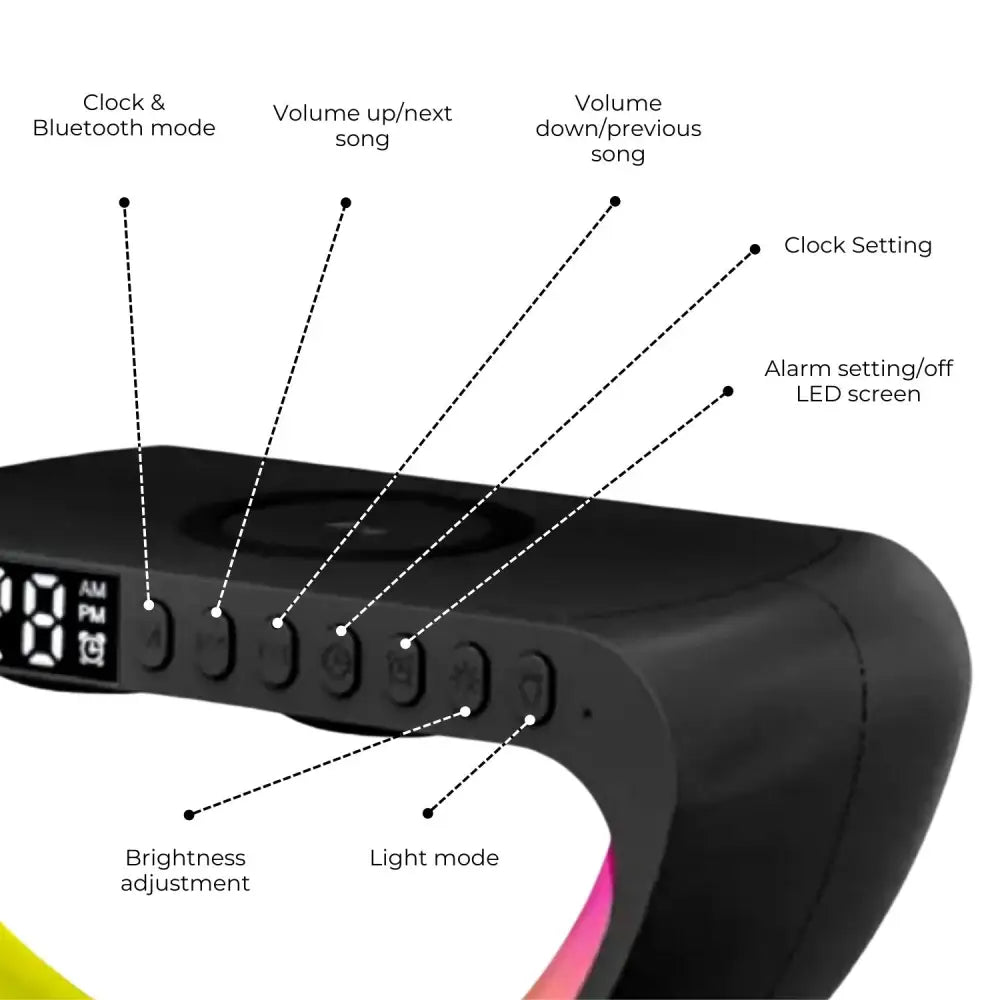 VOCTUS 5 in 1 Bedside Table Lamp with 15W Quick Wireless Charger (Black) VT-WC -102-NH - Home & Garden > Lighting
