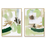Wall Art 100cmx150cm Abstract Green Mint 2 Sets Gold Frame Canvas - Home & Garden > Wall Art