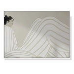 Wall Art 100cmx150cm Abstract Lady White Frame Canvas - Home & Garden > Wall Art