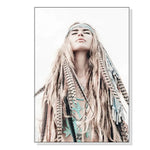 Wall Art 100cmx150cm BOHO Girl White Frame Canvas - Home & Garden > Wall Art