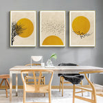 Wall Art 100cmx150cm Flock Of Birds Sun Silhouette 3 Sets Gold Frame Canvas - Home & Garden > Wall Art