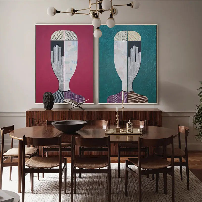 Wall Art 40cmx60cm Abstract Man And Woman 2 Sets Gold Frame Canvas - Home & Garden > Wall Art