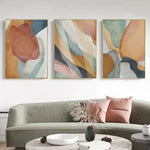 Wall Art 40cmx60cm Abstract Orange 3 Sets Gold Frame Canvas - Home & Garden > Wall Art