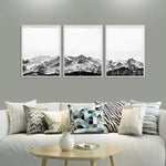 Wall Art 40cmx60cm Black White Mountain 3 Sets White Frame Canvas - Home & Garden > Wall Art