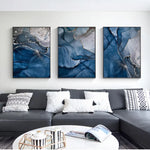 Wall Art 40cmx60cm Blue Gold Marble 3 Sets Black Frame Canvas - Home & Garden > Wall Art