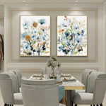Wall Art 40cmx60cm Colourful Floras Watercolour style 2 Sets Gold Frame Canvas - Home & Garden > Wall Art