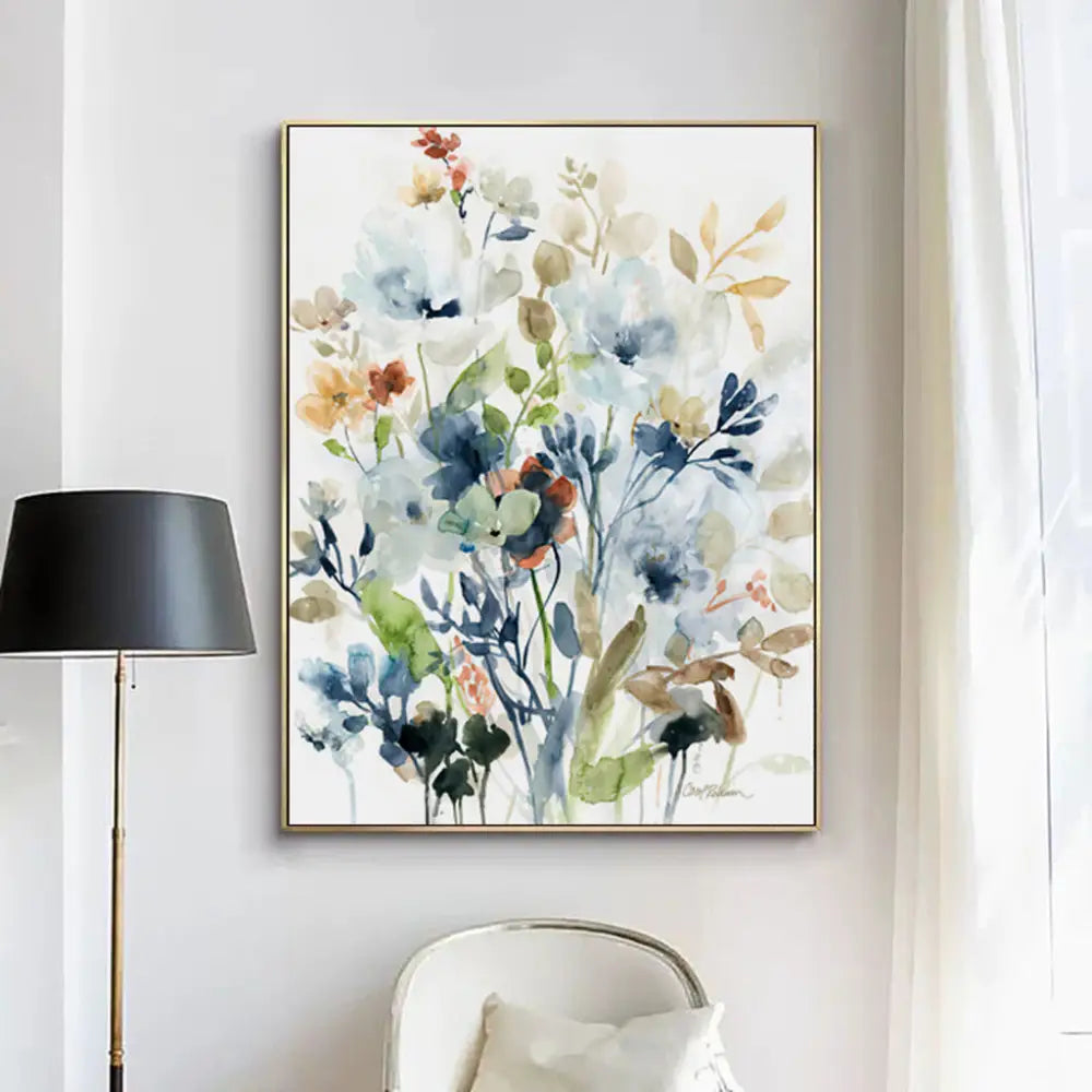 Wall Art 40cmx60cm Colourful Floras Watercolour style 2 Sets Gold Frame Canvas - Home & Garden > Wall Art