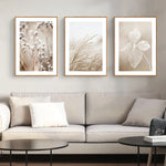 Wall Art 40cmx60cm Dried Flower 3 Sets Wood Frame Canvas - Home & Garden > Wall Art