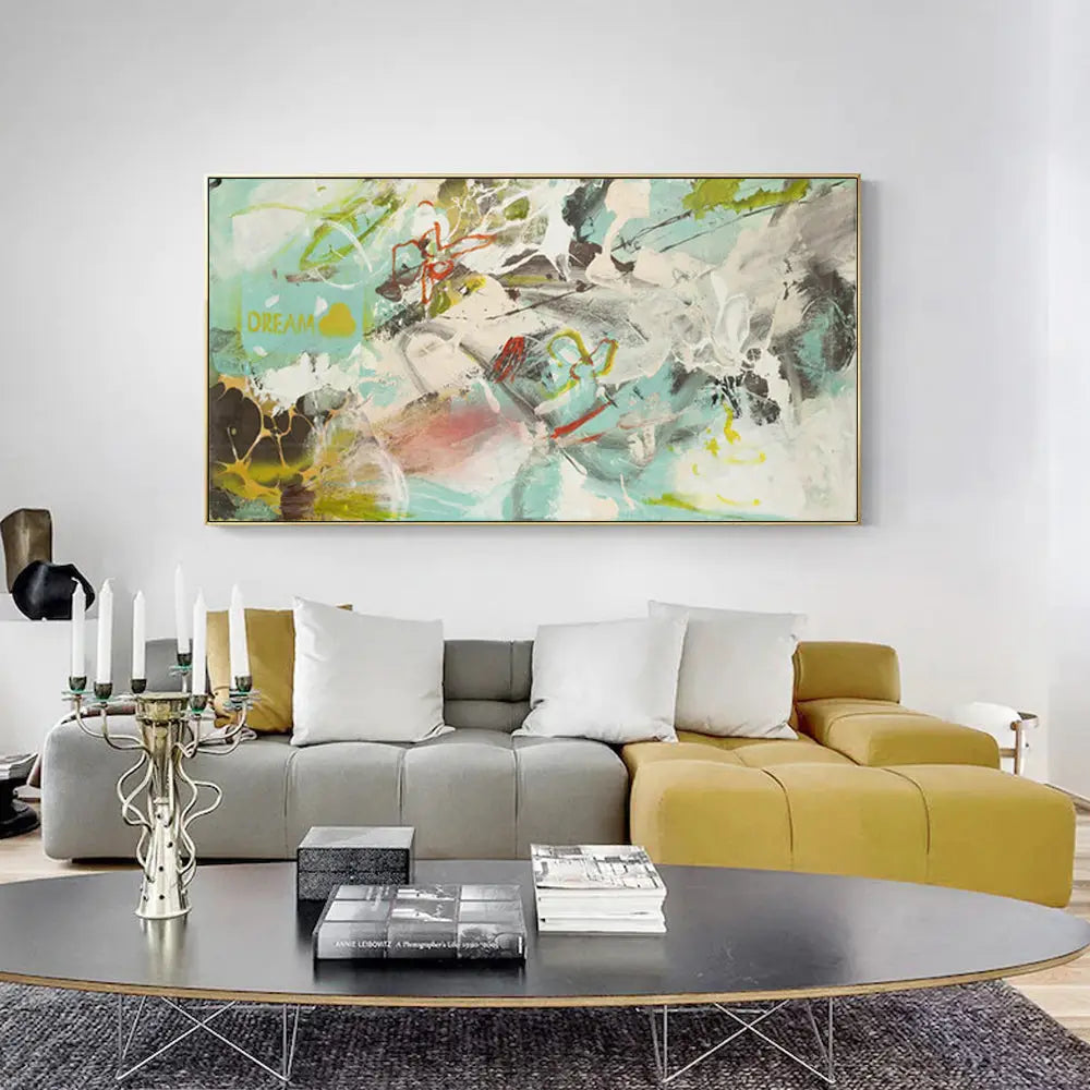 Wall Art 40cmx80cm Dream Dream Gold Frame Canvas - Home & Garden > Wall Art