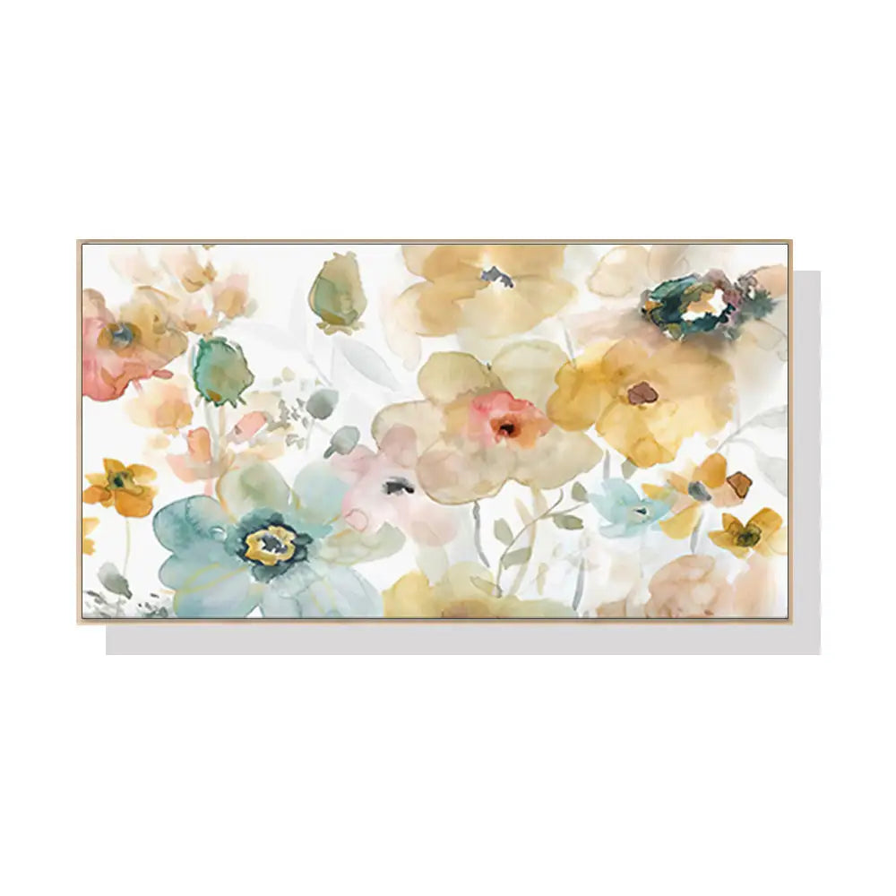 Wall Art 50cmx100cm Floral Watercolor Style Wood Frame Canvas - Home & Garden > Wall Art