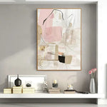 Wall Art 50cmx70cm Abstract Pink Gold Frame Canvas - Home & Garden > Wall Art