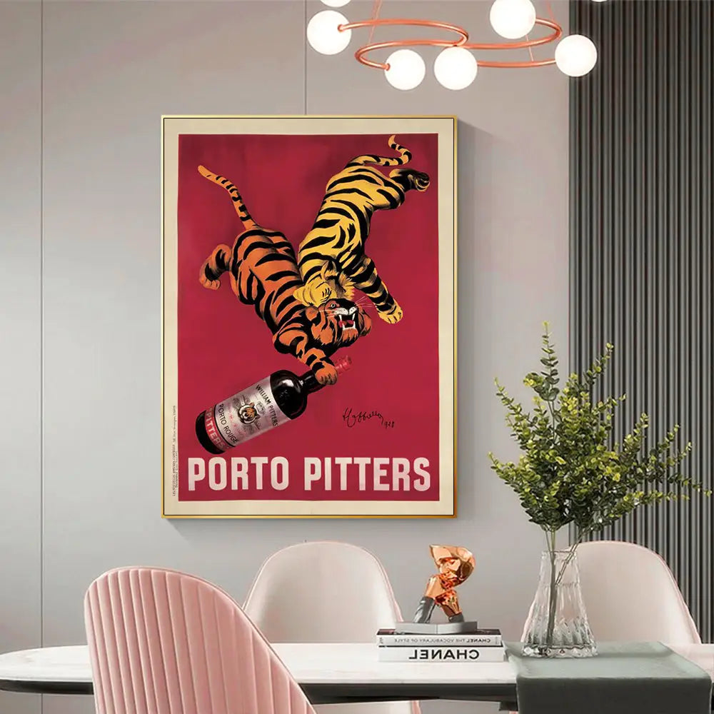 Wall Art 50cmx70cm Porto Pitters Vintage Gold Frame Canvas - Home & Garden > Wall Art