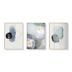 Wall Art 60cmx90cm Marbled Light Grey 3 Sets Gold Frame Canvas - Home & Garden > Wall Art