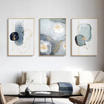 Wall Art 60cmx90cm Marbled Light Grey 3 Sets Gold Frame Canvas - Home & Garden > Wall Art