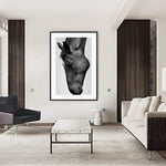 Wall Art 60cmx90cm Modern Black Horse Black Frame Canvas - Home & Garden > Wall Art