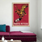 Wall Art 60cmx90cm Porto Pitters Vintage Gold Frame Canvas - Home & Garden > Wall Art