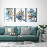 Wall Art 60cmx90cm Watercolor Style Abstract Flower 3 Sets Black Frame Canvas - Home & Garden > Wall Art