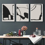 Wall Art 70cmx100cm Black Beige 3 Sets Black Frame Canvas - Home & Garden > Wall Art