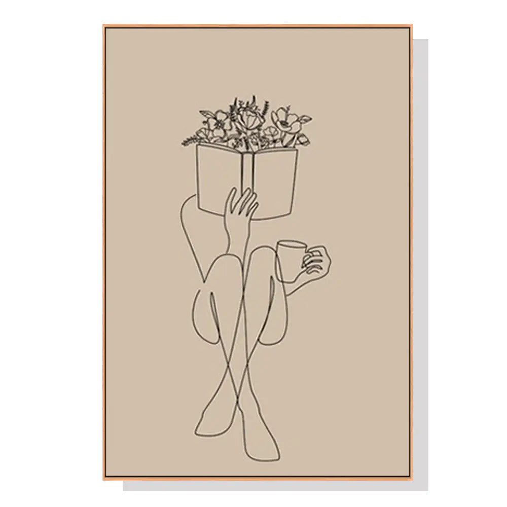 Wall Art 70cmx100cm Book Lover Wood Frame Canvas - Home & Garden > Wall Art