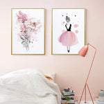 Wall Art 70cmx100cm Dancing Ballerina in Paris 2 Sets Gold Frame Canvas - Home & Garden > Wall Art