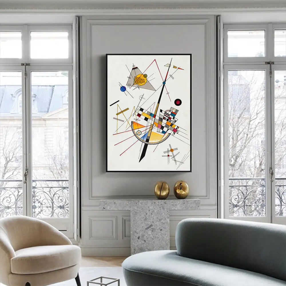Wall Art 70cmx100cm Delicate Tension By Wassily Kandinsky Black Frame Canvas - Home & Garden > Wall Art