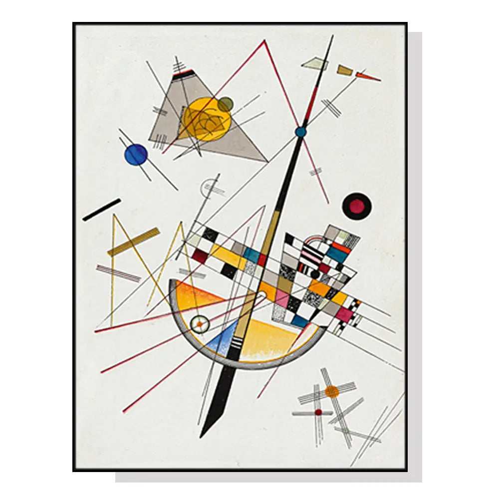 Wall Art 70cmx100cm Delicate Tension By Wassily Kandinsky Black Frame Canvas - Home & Garden > Wall Art