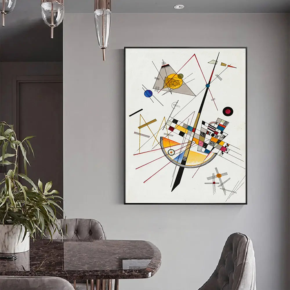 Wall Art 70cmx100cm Delicate Tension By Wassily Kandinsky Black Frame Canvas - Home & Garden > Wall Art