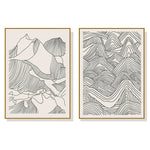Wall Art 70cmx100cm Line Art Mountain 2 Sets Gold Frame Canvas - Home & Garden > Wall Art