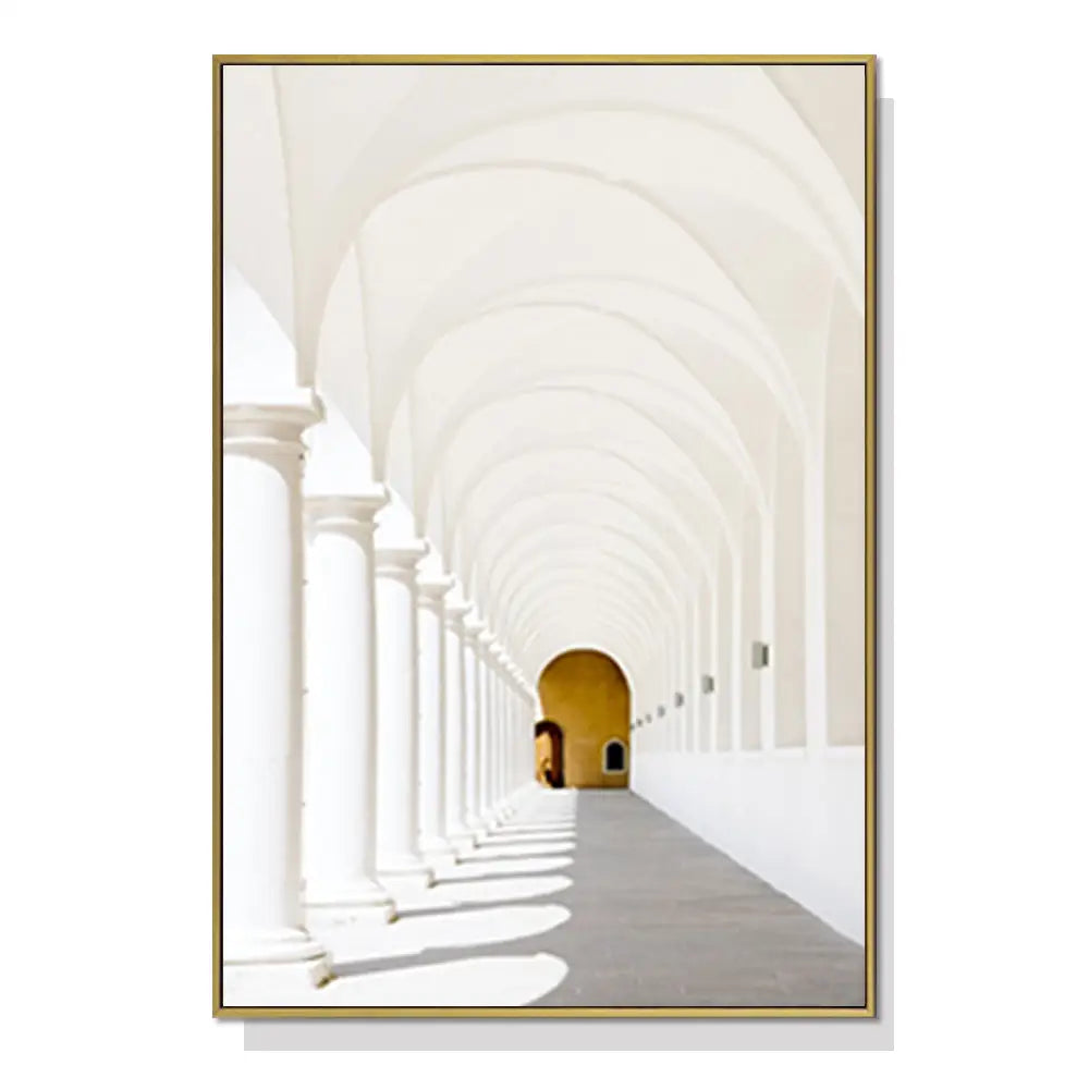 Wall Art 70cmx100cm Long Corridor Style A Gold Frame Canvas - Home & Garden > Wall Art