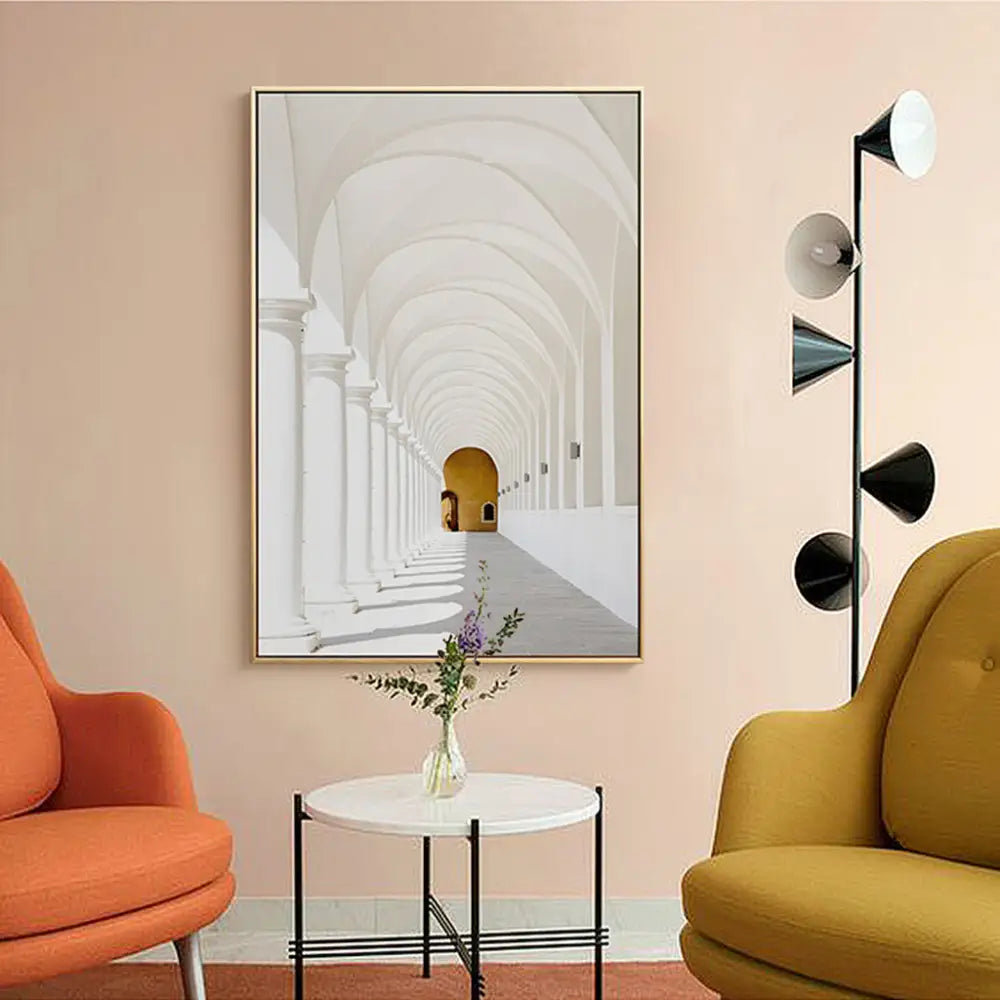Wall Art 70cmx100cm Long Corridor Style A Gold Frame Canvas - Home & Garden > Wall Art