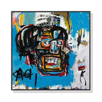 Wall Art 70cmx70cm Blue Head By Basquiat Black Frame Canvas - Home & Garden > Wall Art