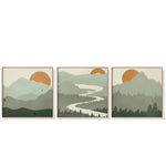 Wall Art 70cmx70cm Sage Green Landscapes 3 Sets Wood Frame Canvas - Home & Garden > Wall Art