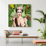 Wall Art 70cmx70cm Self Portrait by Frida Kahlo Wood Frame Canvas - Home & Garden > Wall Art