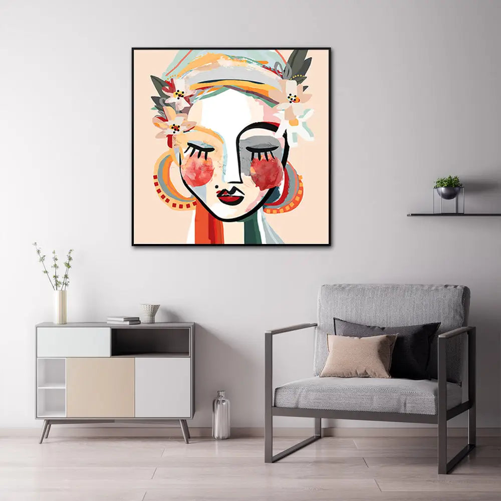 Wall Art 70cmx70cm Sophie Black Frame Canvas - Home & Garden > Wall Art