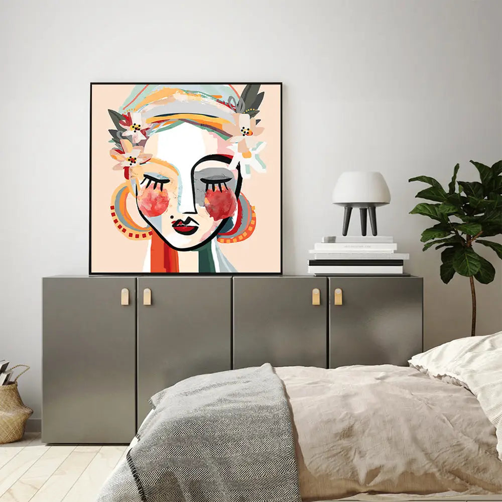 Wall Art 70cmx70cm Sophie Black Frame Canvas - Home & Garden > Wall Art
