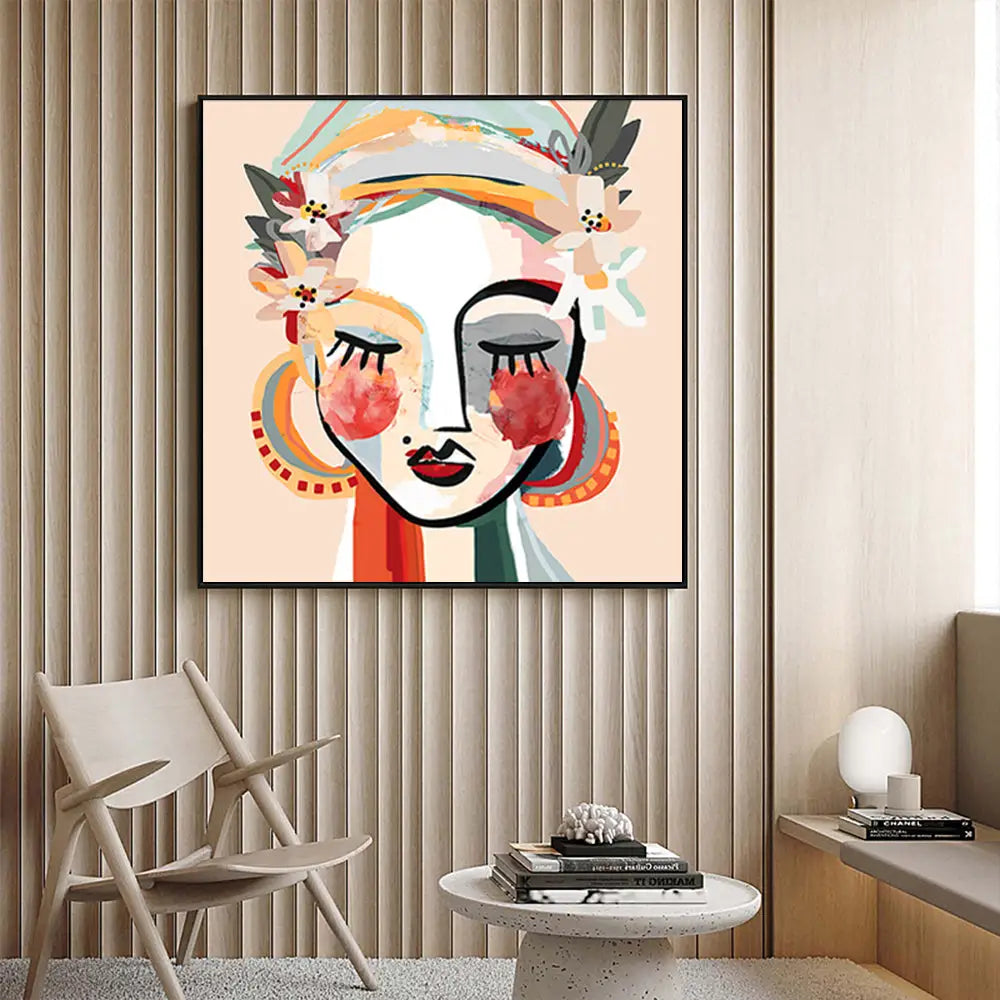 Wall Art 70cmx70cm Sophie Black Frame Canvas - Home & Garden > Wall Art
