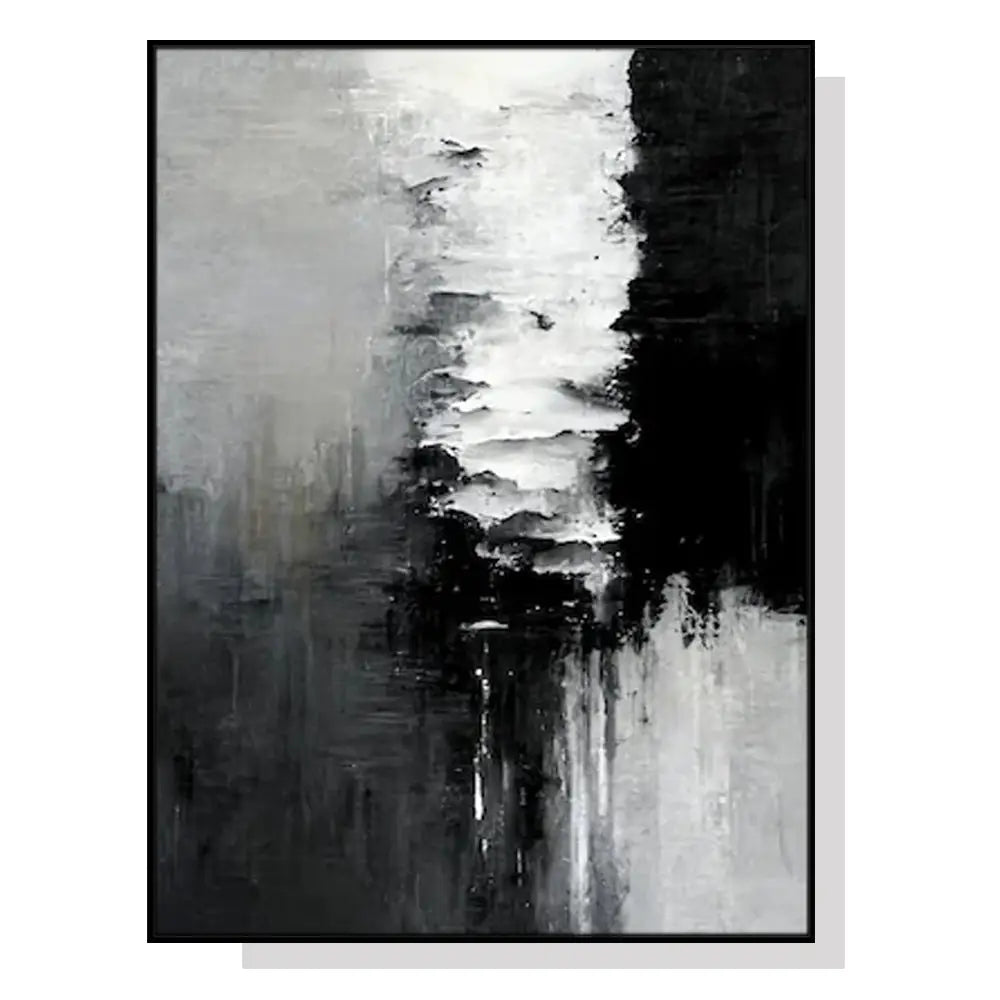 Wall Art 80cmx120cm Abstract Black White Artwork Black Frame Canvas - Home & Garden > Wall Art