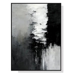 Wall Art 80cmx120cm Abstract Black White Artwork Black Frame Canvas - Home & Garden > Wall Art